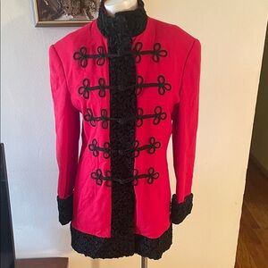 Henri Bendel Wool Women's Red and Black Military Style Jacket